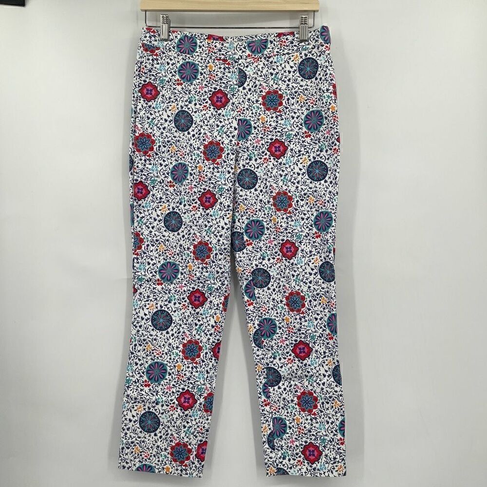 NWT Boden Multicolor Floral Print Side Zip Cropped Al Fresco Pants Size 6P